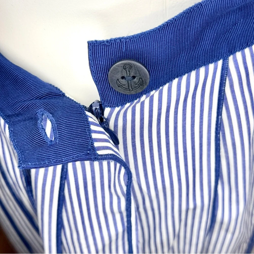 NWT Vineyard Vines Poplin Stripe Pleated Skirt in Spinnaker - Picture 4 of 10